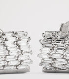 Suzanne Kalan white gold diamond three-row hoop earrings - British product