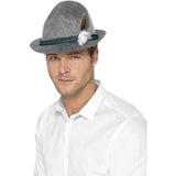 Smiffys German Trenker hat with feather and grey green braiding - British product