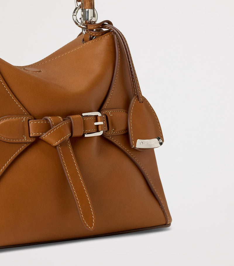 Ralph Lauren calfskin top-handle bag with wood detailing - British product