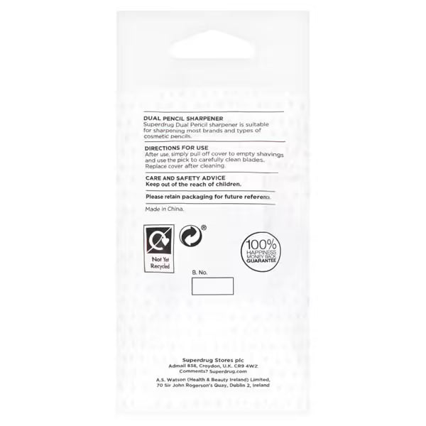 Superdrug dual pencil sharpener (British brand)
