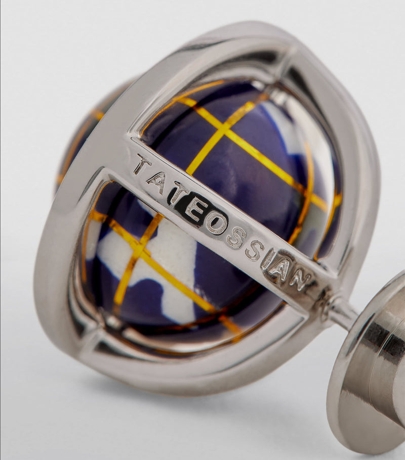 Tateossian globe cufflinks sterling silver lapis lazuli, imported from the UK