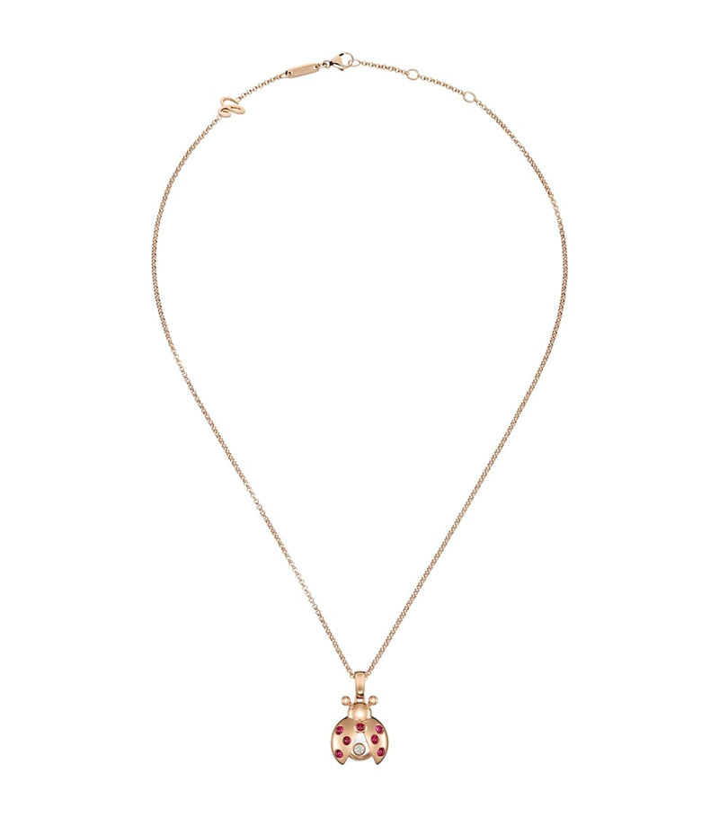 Chopard Happy Diamonds ladybird necklace rose gold diamonds rubies, UK version