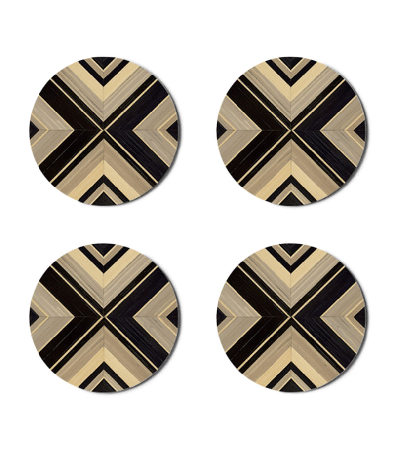 Hestia set of 4 Geometrique round coasters, UK version