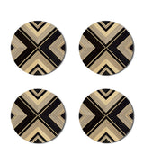 Harrods Hestia Set of 4 Geometrique Round Eucalyptus Wood Coasters- Buy online at McGrocer