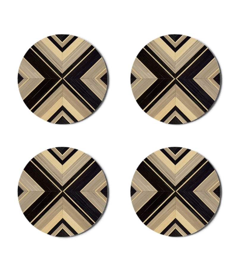 Hestia set of 4 Geometrique round coasters, UK version