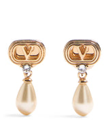 Harrods Valentino Garavani Crystal Ovalette Logo Earrings- Buy online at McGrocer