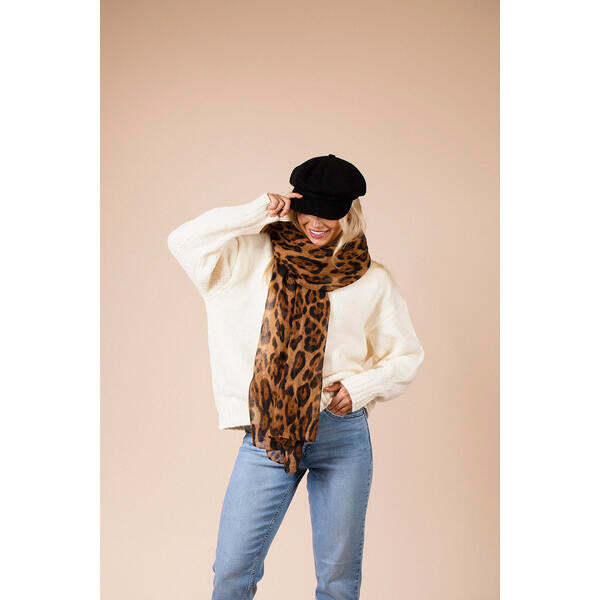 SVNX scarf brown leopard 180x28cm, UK version
