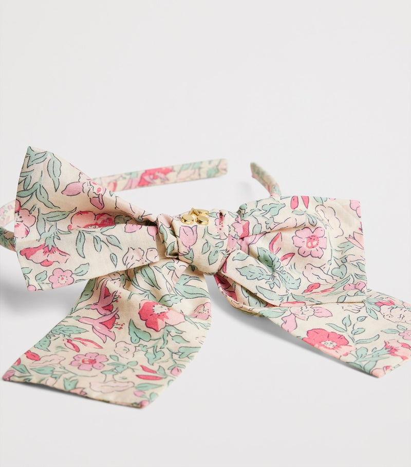 Bonpoint cotton bow headband with floral print (British brand)