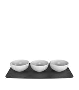 Harrods Villeroy & Boch NewMoon Dip Bowl and Presentation Plate Porcelain Tableware Set of 4- Buy online at McGrocer