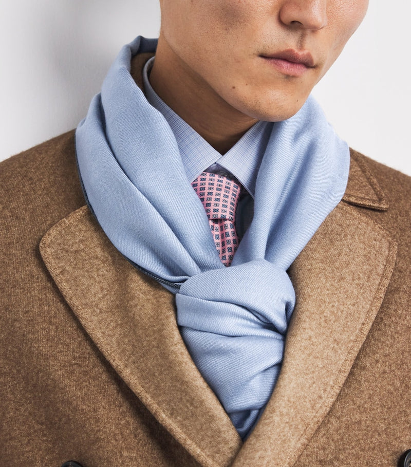 Brioni linen-silk logo scarf, UK version