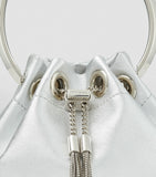 Jimmy Choo Micro Bon Bon top-handle bag silver leather (British brand)