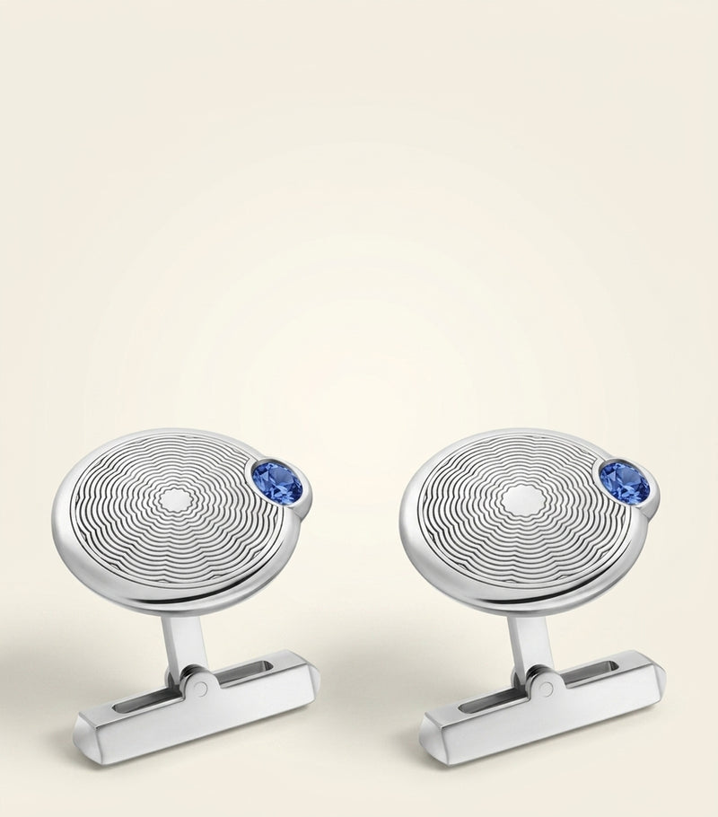 Cartier Ballon Bleu sterling silver cufflinks with synthetic spinel, UK version