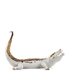 Lladró crocodile figurine white porcelain gold lustre, UK version
