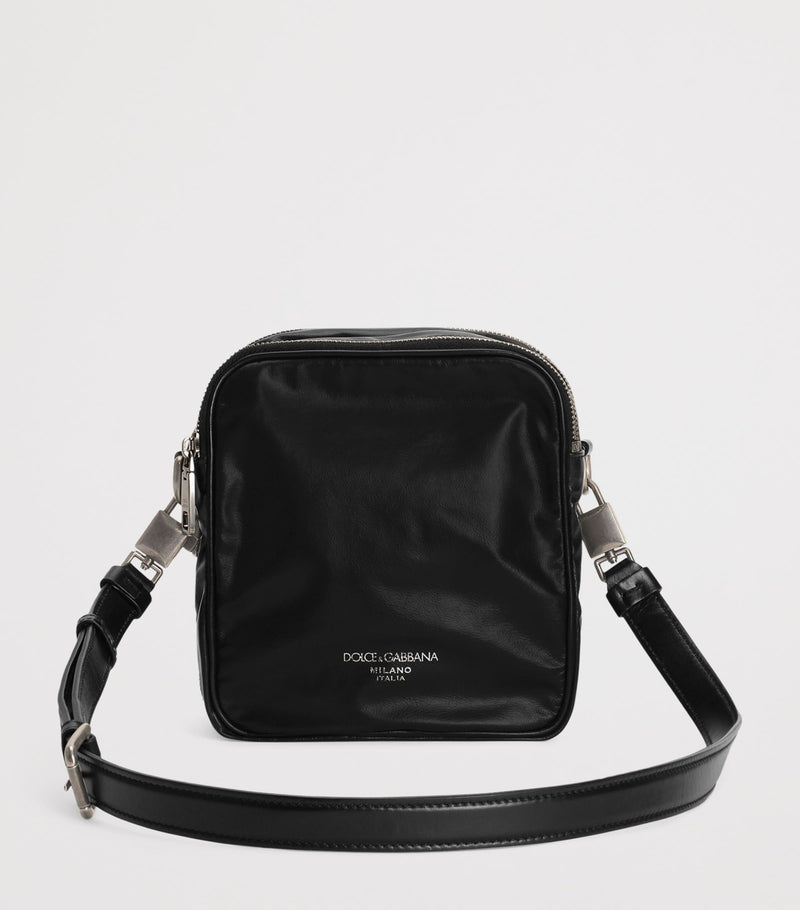 Dolce&Gabbana patent leather cross-body bag with silver-tone hardware - British product