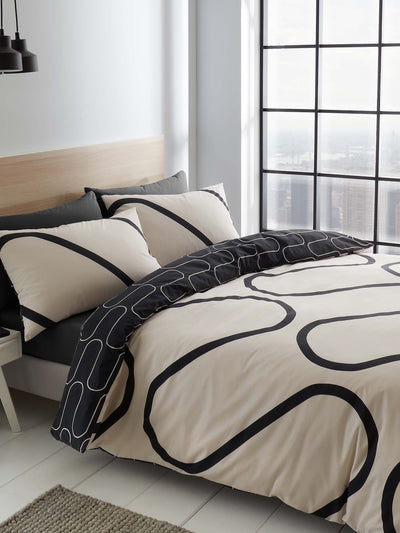 Next Catherine Lansfield Natural Linear Curve Geo Duvet Cover Set- Buy online at McGrocer