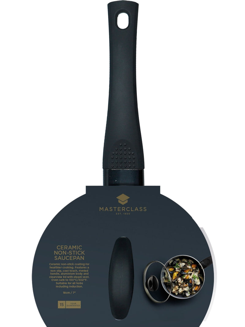 Masterclass Grey Ceramic Coated Saucepan 18cm, imported from the UK