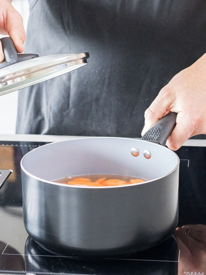 MasterClass Grey Ceramic Coated Saucepan 20cm, imported from the UK