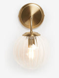 Brass Bourton wall light with swirl glass shade, imported from the UK