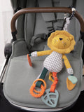 Mamas & Papas orange lion soft toy with teething ring (British brand)
