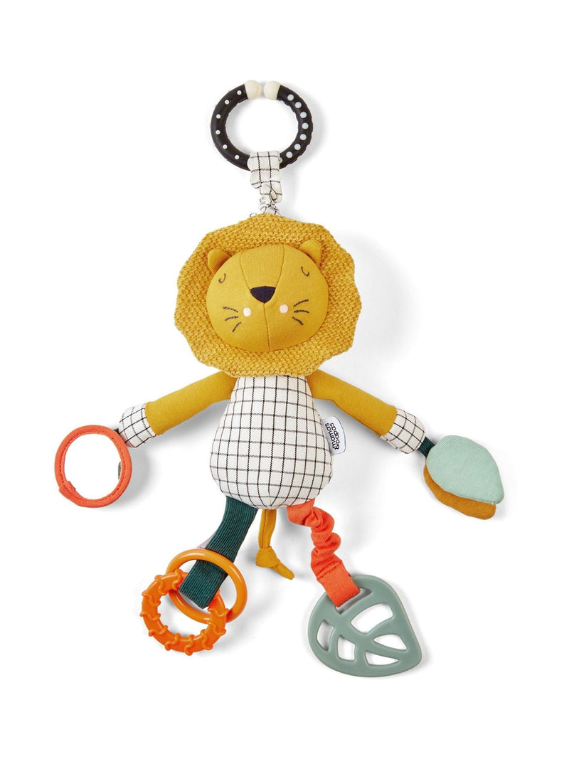 Mamas & Papas orange lion soft toy with teething ring (British brand)
