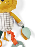Mamas & Papas orange lion soft toy with teething ring (British brand)