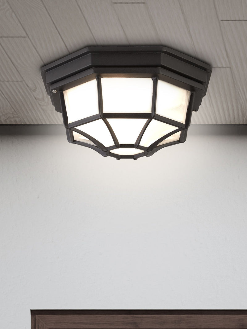 Searchlight Black Delaware outdoor flush ceiling light - British product