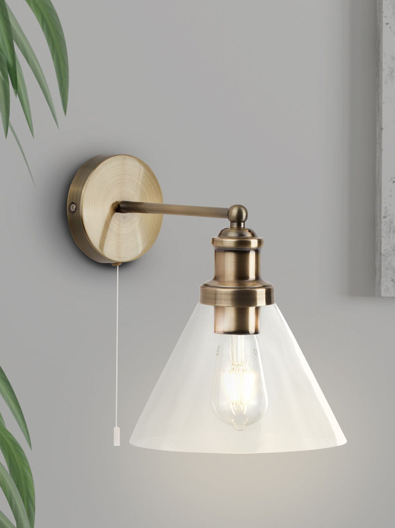 Searchlight Entwine antique brass wall light, UK version