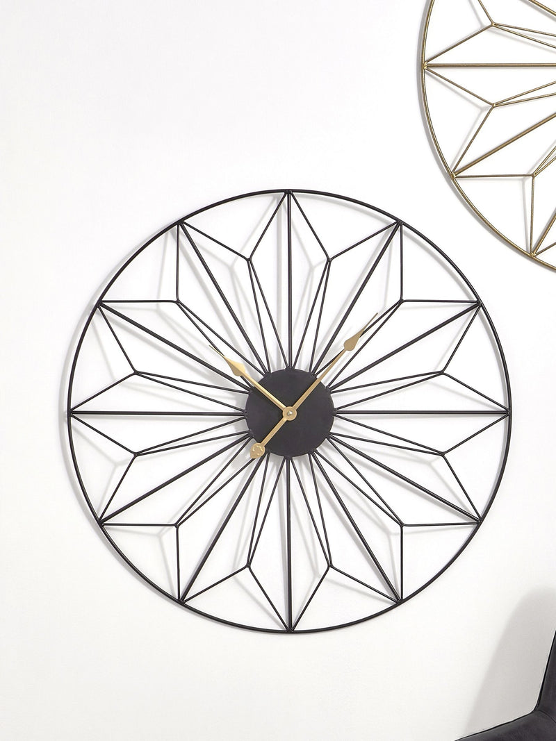 Pacific Black black and gold geometric wall clock, imported from the UK