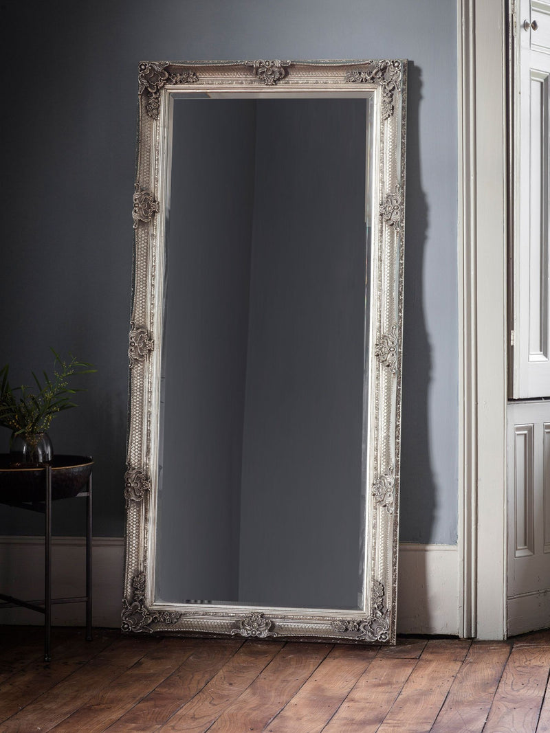 Gallery Home silver Assen leaner mirror 165cm height, UK version
