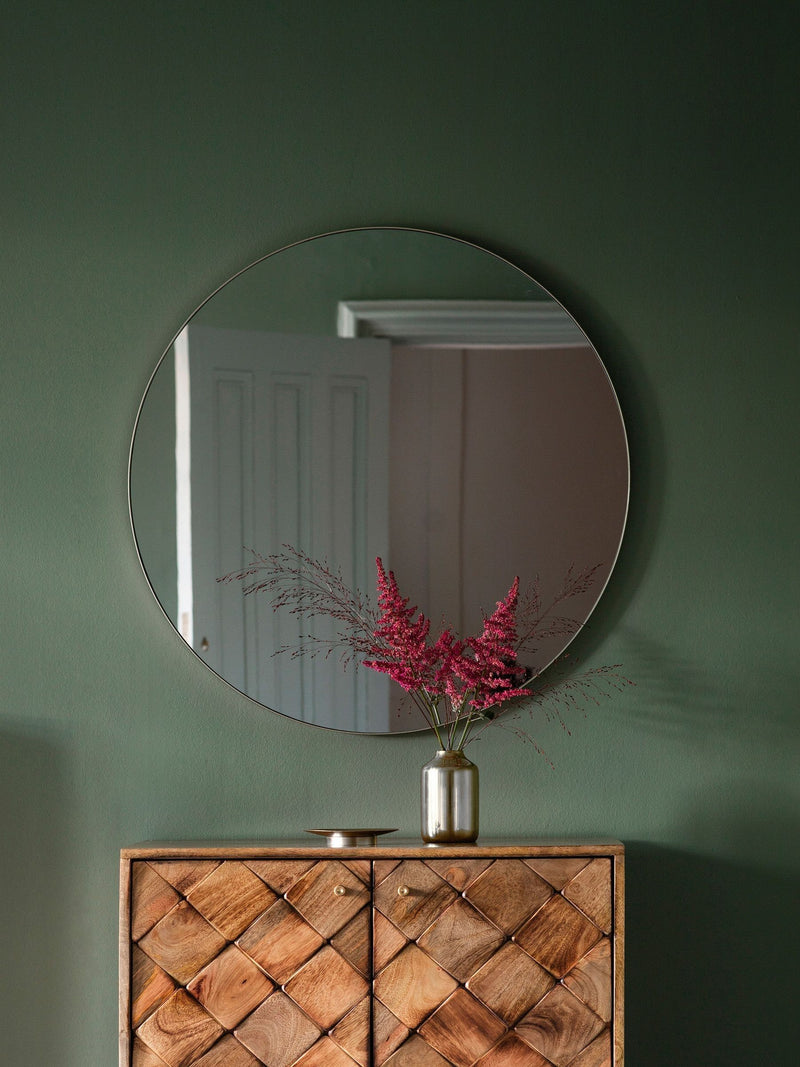 Gallery Home Silver Drew Round Mirror 80cm, UK version