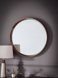 Gallery Home Natural Lainey Round Mirror with wooden edging 73.5cm, UK version