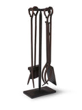 Garden Trading brown wrought iron fireside tools set, imported from the UK