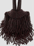 Mango brown fringe handbag, cotton-linen blend - British product