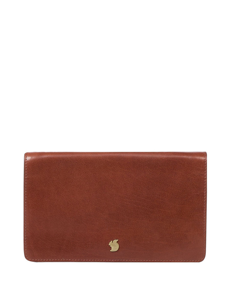 Conkca Cherish leather clutch bag conker brown (British brand)