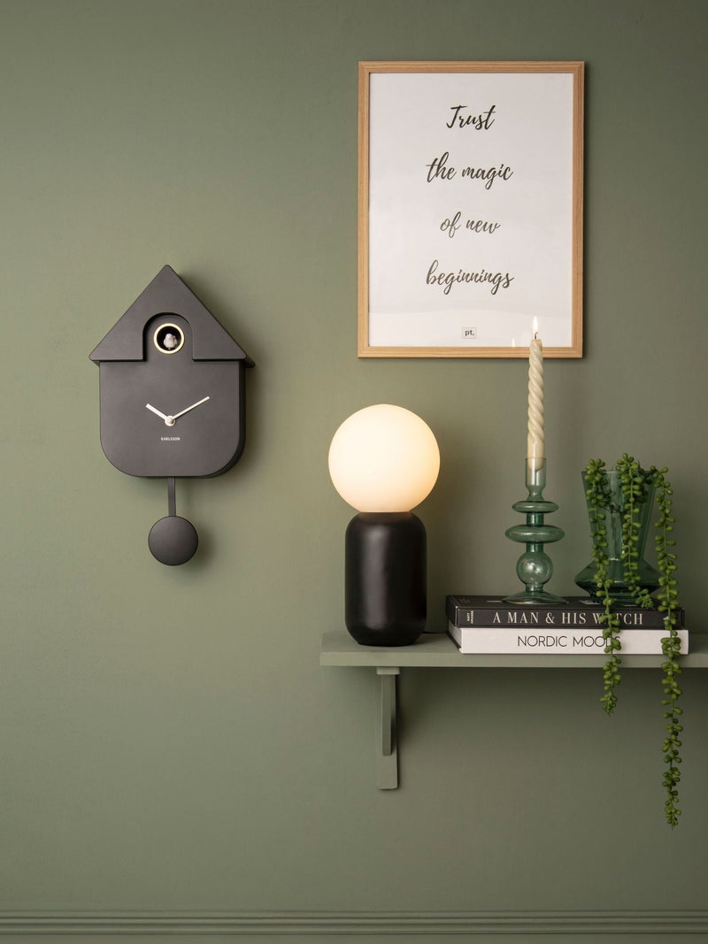 Karlsson Black Cuckoo Alarm Clock, UK version