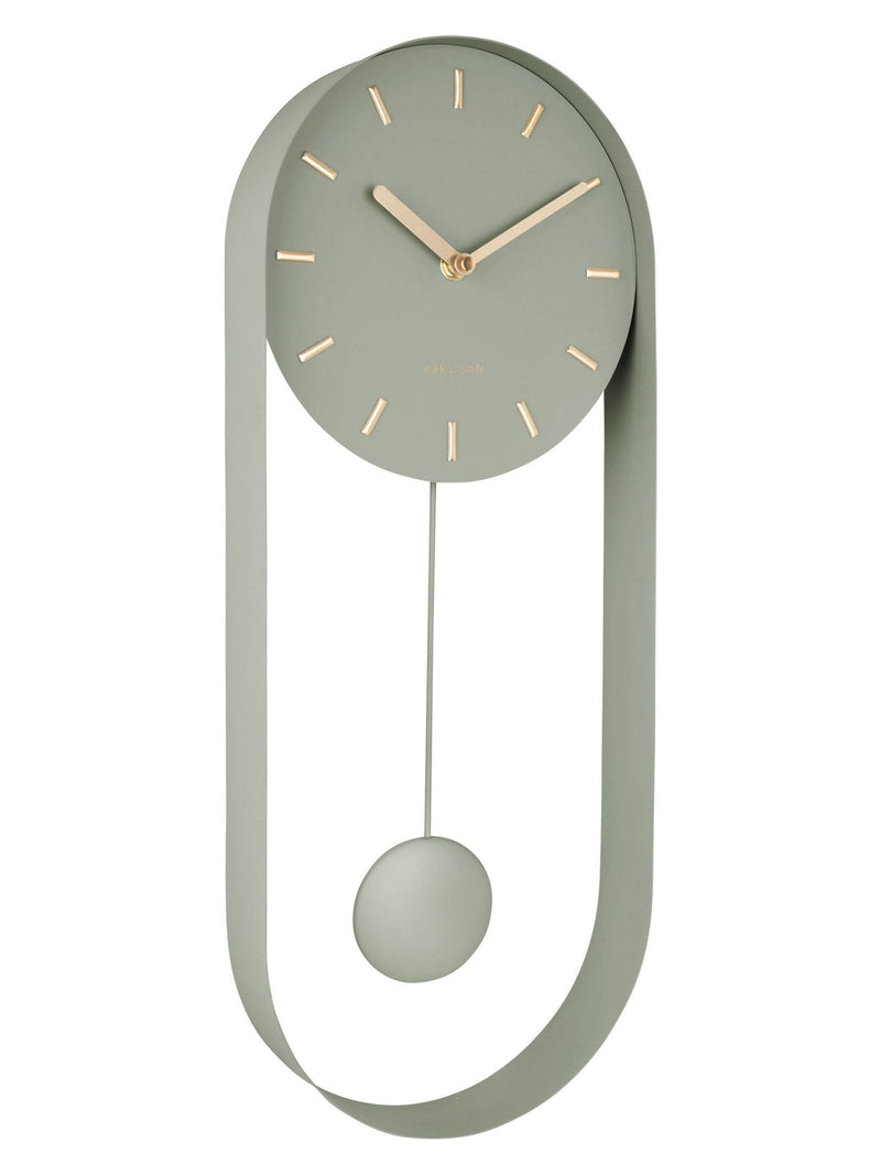 Karlsson Green Charm pendulum wall clock with golden details - British product
