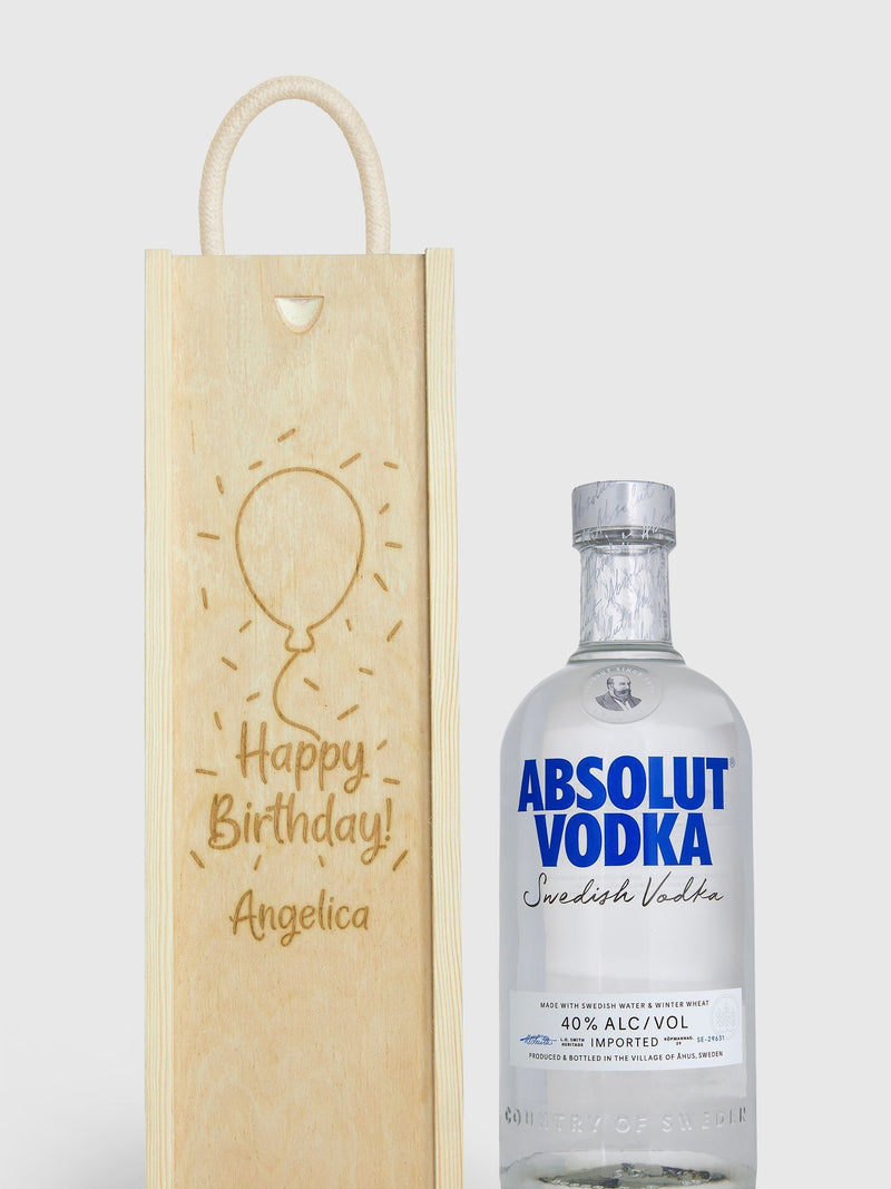 Absolut Vodka personalised happy birthday gift box, imported from the UK