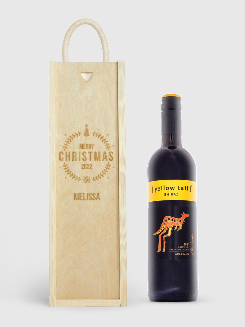 Personalised Merry Christmas Gift Box with Red Wine by Gifted Drinks