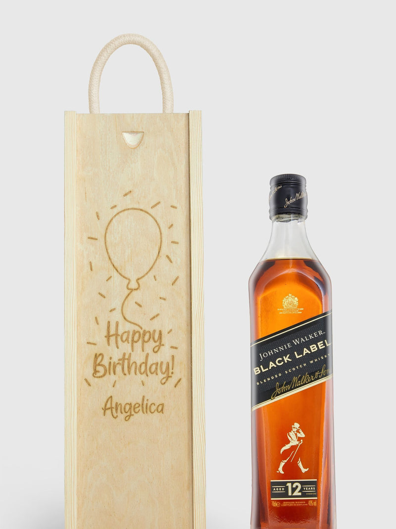 Johnnie Walker Black Label personalised whisky gift box, imported from the UK