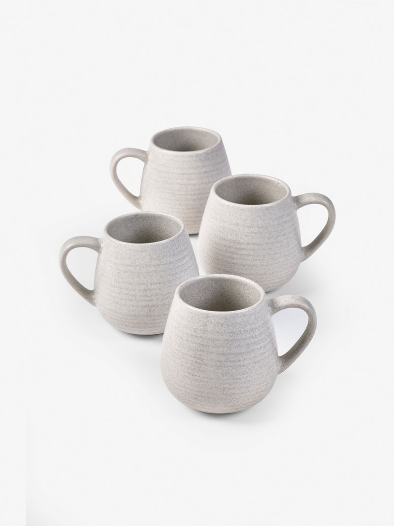 Kya stoneware mugs set of 4 with 10cm height and embossed design (British brand)