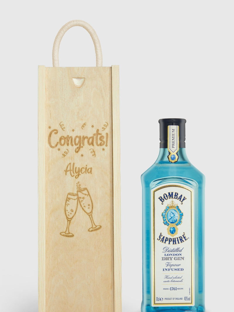 Bombay Sapphire personalised congratulations gin gift box - British product