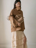 Mango brown polyester shoulder bag - British product