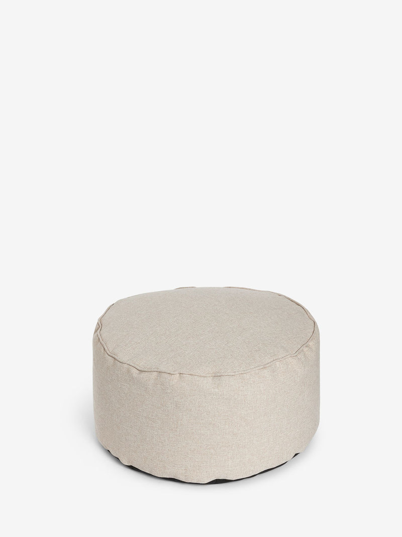 Natural tweedy blend pouffe, imported from the UK