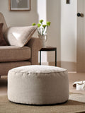 Natural tweedy blend pouffe, imported from the UK