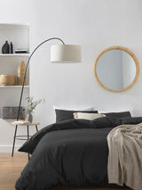 Black Cotton Rich Plain Duvet Cover and Pillowcase Set