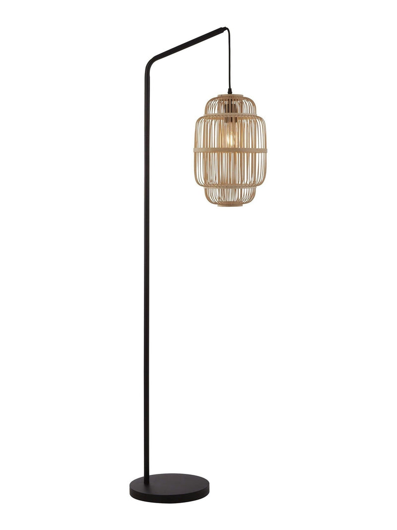 Searchlight Noah floor lamp black open weave shade, UK version