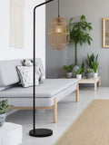 Searchlight Noah floor lamp black open weave shade, UK version