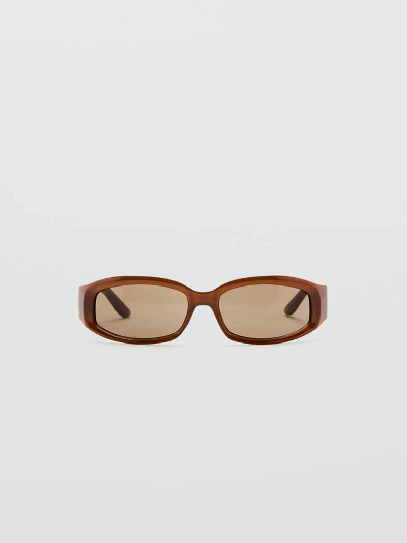 Mango brown geometric wide temple sunglasses, UK version