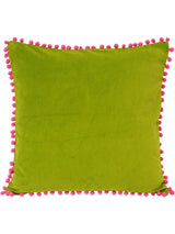 Next Riva Paoletti Green/Fuchsia Pink Velvet Pom Pom Filled Cushion- Buy online at McGrocer