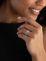 Next Multicolour Cubic Zirconia Triple Row Sterling Silver Ring 7mm Width- Buy online at McGrocer